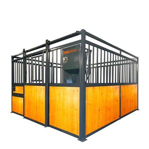 Box per Cavalli Portatile da 3,6 m con Pannello in Legno di Pino, Porta Scorrevole, Finestra e Barra Verticale Superiore per Mangiatoia, Fondo in Legno TM - Product Image 1