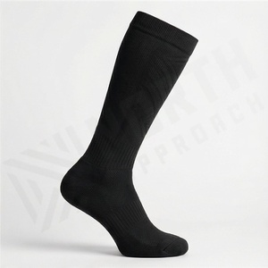 Black Knee High Socks Solid Color Breathable Knitted Regular Style Casual Wear for Adults - Product Image 3