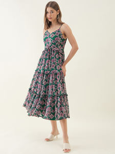 Vestido Maxi Estampado Floral Verde de Diseñador, Ideal para Oficina, Estilo Casual de Negocios, Disponible a un Precio Accesible - Product Image 6