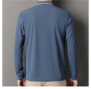 เสื้อโปโลแขนยาวผู้ชาย Baloops ผ้าถัก สีพื้น ปักโลโก้ สวมใส่สบาย ระบายอากาศได้ดี ทรงปกติ สีน้ำเงินกรมท่า - Product Image 5