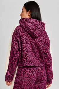 Sweat à capuche zippé pour femme, imprimé léopard rose, en polaire premium, style streetwear décontracté, tissu doux, sweat à capuche personnalisé, saison hiver, pour femme. - Product Image 2