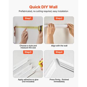 Kit de 3 moulures murales légères en polystyrène peignable pour une installation facile – Panneaux de lambris décoratifs pour murs d'accentuation - Product Image 6