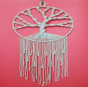 Elegant <b>White</b> Tree Life Macrame Dreamcatcher Wall Decal Trailing Beaded Cords Contemporary Home Decor Washable. Available - Product Image 1