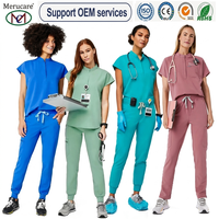 Tenues d'hôpital personnalisables OEM pour femmes : Ensembles de blouses et pantalons de jogging respirants en rayonne pour le personnel médical et infirmier