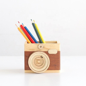 Vintage <b>Camera</b> Desk Wooden Pencil <b>Pen</b> Holder Organizer Accessories for Office Home Decoration - Product Image 1
