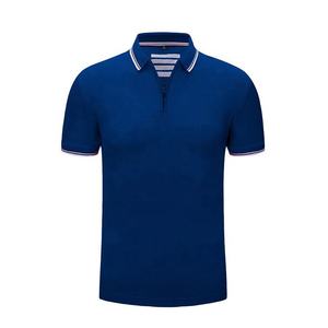 Polo élégant bleu pour homme, manches courtes, décontracté, avec logo personnalisé, vente en gros d'usine, en mélange de coton - Product Image 1