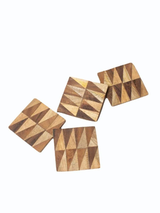 Custom Engraved Square Classic Design Eco-Friendly Wood <b>Coasters</b> <b>Set</b> with Customizable Diameter and Thickness - Product Image 4