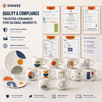 Ensemble de tasses à thé en céramique avec tasses à café et assiettes, motif géométrique, pour marque privée, OEM, ODM - Fournisseur