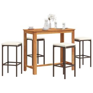 Ensemble de bar de jardin marron et blanc crème - Product Image 1