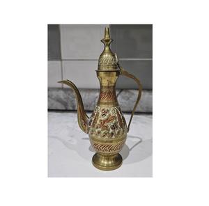 Handcrafted Brass Ewer Jug with Blue Enamel Floral Design Vintage Decorative Surahi Pitcher for Home Decor Collectibles - Product Image 4
