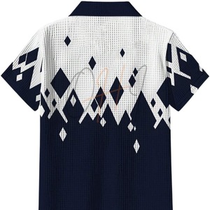เสื้อเชิ้ตผู้ชายทรงหลวม สีกรมท่าและสีขาวล้วน ผ้าฝ้าย 100% ระบายอากาศได้ดี แห้งเร็ว เป็นมิตรกับสิ่งแวดล้อม สไตล์ลำลองทันสมัย - Product Image 2