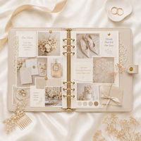 LABON Organiseur de mariage personnalisé en cuir végétalien couleur grès, avec reliure dorée, cadeau de luxe pour mariée, carnet à 6 anneaux