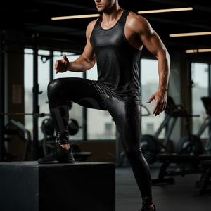 Workout Apparel OEM ODM Polyester Spandex Faux Leather Leggings Snake Texture Gym Running Stretch Skinny Weightlifting Pants - Product Image 3