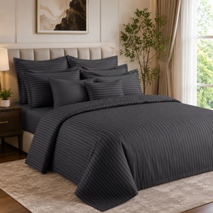 Premium Quality 100% Cotton 210 TC Sateen <b>Striped</b> Bedsheet Soft and Breathable Luxury <b>Bedding</b> Sheet for Home Available for Sale - Product Image 6