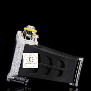 Indian Supplier Moissanite Diamond <b>Automatic</b> Watch Fully Studded Square for Men Available at Export Price - Product Image 2