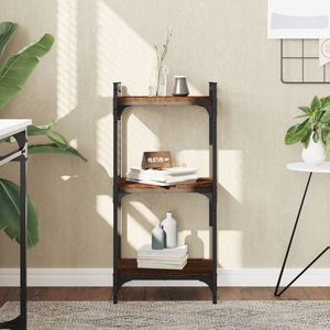 Librería de madera de ingeniería en roble marrón con patas metálicas medianas ajustables, convenientemente ajustables para mayor comodidad y estabilidad - Product Image 1