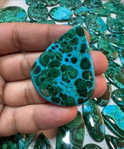 พลอยคริสโซโคลลา Malachite Cabochon ขัดธรรมชาติอัญมณีหลวมมากขายส่งสำหรับการทำเครื่องประดับอัญมณี chrysocolla - Product Image 1