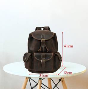 Rugged Vintage Leather <b>Backpack</b> Waterproof Anti-Theft Laptop Rucksack Genuine Leather Travel Kit LBP-0321 - Product Image 1