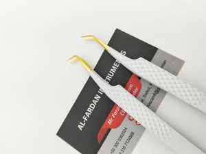 Pinzas para Pestañas al por Mayor, 45 y 90 Grados, Grabado de Corazón con Dijes de Dinero y Lazo, Pinza para Extensión de Pestañas con Punta de Oro Blanco - Product Image 3