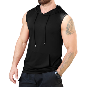 Camiseta Deportiva con Capucha para Hombre, Informal, para Gimnasio, Color Sólido, Logotipo Personalizado, Calidad Superior, Transpirable, Mezcla de Algodón Básico - Product Image 4