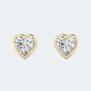 Pendientes de Oro de 9k con Diamante Cultivado en Laboratorio de 1.00CTW, Diseño de Corazón con Bisel - Joyería de Lujo para Mujer - Product Image 1