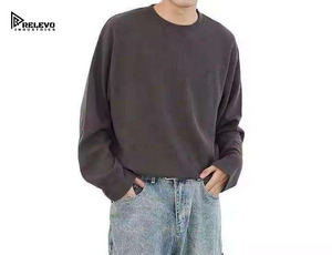Nouveau sweat à capuche pour homme, automne, manches longues, tricot gaufré, coupe ample, polyester/coton, uni, thermique, doux, 2 pièces, prix bas - Product Image 6