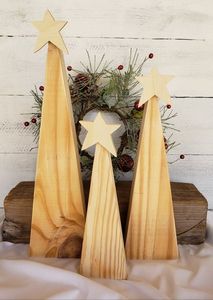 Décoration de Noël tendance en bois, forme de pin, pour table d'intérieur, faite à la main, style moderne, petits arbres sans éclairage inclus, arbre en bois - Product Image 6
