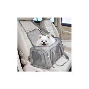 Breathable Mesh Pet Carrier With Zipper Closure Double Handle Gray Black <b>Cat</b> Travel Bag - Product Image 2