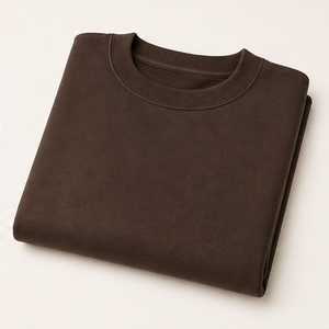 เสื้อสเวตเชิ้ตคอกลมทรงหลวมสำหรับผู้ชาย สีน้ำตาลเอสเพรสโซ ผ้าฝ้ายออร์แกนิคเนื้อหนา รุ่น MCRW-0050 - Product Image 5