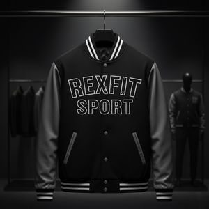 Veste de baseball varsity personnalisée RexFit Sport pour homme, hiver, avec logo brodé, manches en cuir PU, OEM - Product Image 4