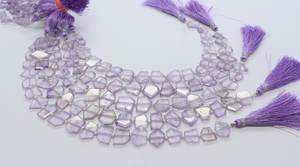 ลูกปัดอเมทิสต์สีชมพูทรงเหลี่ยมแบนแฟนซี ขนาด 11-13 มม. แบบแบนทั้งสองด้าน ลูกปัดพลอยอเมทิสต์ธรรมชาติสีชมพู 8 นิ้ว - Product Image 2