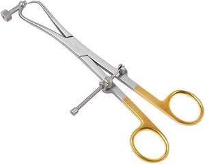 Pinzas de sujeción de placas con guía de perforación, pinzas óseas quirúrgicas de 5.5 pulgadas, ortopédicas, curvadas, de acero inoxidable quirúrgico - Product Image 1