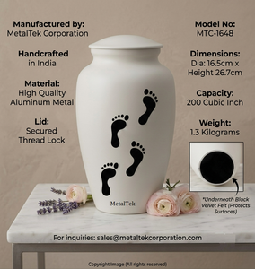 cremation urn aluminum adult funeral urns human <b>ashes</b> vessel handcrafted memorial box wholesale burial jar pet urn footprint jar - Product Image 5