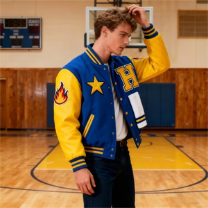 Blousons universitaires pour hommes en laine, design haut de gamme, avec lettres brodées, broderie chenille, patchwork, broderie sur le devant, personnalisables OEM - Product Image 4