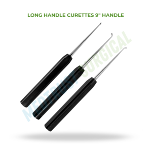 Curettes à long manche de 9 pouces, instrument de chirurgie neurochirurgicale et de chirurgie de la colonne vertébrale pour le curettage tissulaire - Product Image 2