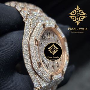 Reloj de Diamantes de Lujo Pahal Jewels para Mujer, Caja Redonda de Acero Inoxidable de 40 mm, Analógico, Mecánico, Automático, Correa de Cristal de Zafiro - Product Image 2