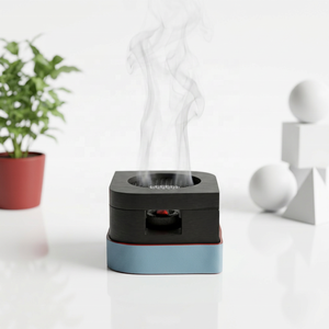 FAIZA CRAFT Brûleur d'encens carré en bois moderne et écologique avec dessus en maille métallique pour l'aromathérapie, la décoration intérieure et l'encens indien - Product Image 1