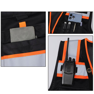 Paquete de 5 chalecos de malla ligeros de color negro liso para hombre, chaleco de seguridad adecuado para carreteras, sitios industriales, inspecciones, ropa de trabajo, chaleco para hombre - Product Image 3