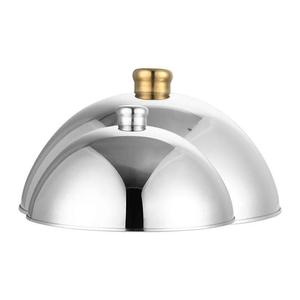 Couvre-plat en acier inoxydable pour aliments occidentaux, dôme durable pour steak, qualité supérieure, 2 pièces, poli miroir, fait main - Product Image 1