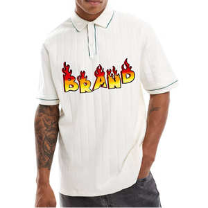 Polo homme en coton OEM, manches courtes, grandes tailles, tissu tricoté personnalisé, logo brodé, haute qualité, respirant. - Product Image 4