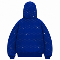 Cagoule d'hiver personnalisée en strass avec fermeture éclair, masque intégral surdimensionné, veste streetwear épaisse 100 % coton respirante