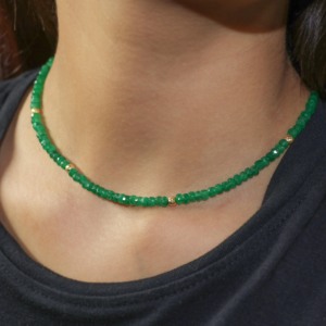 Emerald Beads Face <b>Necklace</b> Handmade <b>Statement</b> Jewelry Face Design <b>Necklace</b> with Emerald Beads Elegant Handmade Piece - Product Image 6