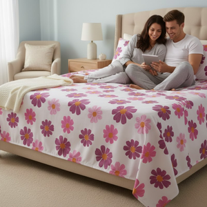 ชุดผ้าปูที่นอนไมโครไฟเบอร์แบบนุ่มพิเศษ รุ่นพีช ฟินิช โมเดิร์น สำหรับเตียงคู่ |   ผ้าที่เป็นมิตรต่อสิ่งแวดล้อม 200TC ซักด้วยเครื่องได้ ทนทานใช้งานได้นาน - Product Image 4