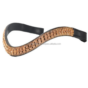 Banda de cuero para cejas de caballo acolchada con forma de onda fina de cristales de oro rosa en todos los tamaños personalizados, formas y colores a precio mayorista - Product Image 1