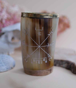 Verre en corne naturelle de style vintage avec couvercle, intérieur lisse, écologique, multi-usages, prix d'usine - Product Image 5