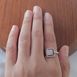Other Square Cluster Other <b>Cocktail</b> <b>Ring</b> Women Elegant Geometric Polished Finish Wedding - Product Image 4