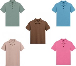 Camiseta Casual de Manga Corta para Hombre, Tejido de Punto, Patchwork, Servicio OEM, Texturizada, con Botones, Transpirable, Opciones Multicolor - Product Image 1