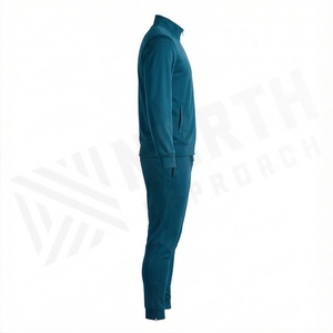 Ensemble de survêtement pour homme, veste et pantalon à fermeture éclair intégrale, respirant, décontracté, couleur unie, coupe classique, vêtements d'automne - Product Image 3
