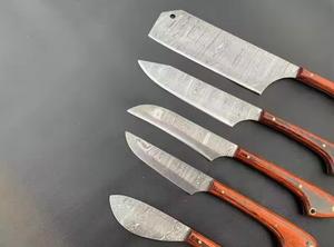 Cuchillos de chef hechos a mano de acero de Damasco de 5 piezas con mango largo personalizado para usos múltiples y ecológicos - Product Image 2