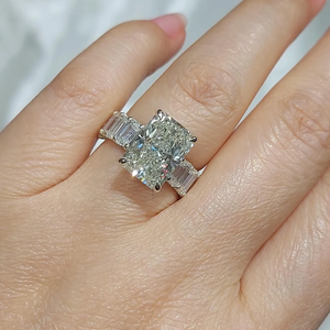 Stylish radiant Cut 5 CT Diamond Engagement Ring Platinum Classic Style Women's GIA Certified Natural Diamond Jewelry - Product Image 2